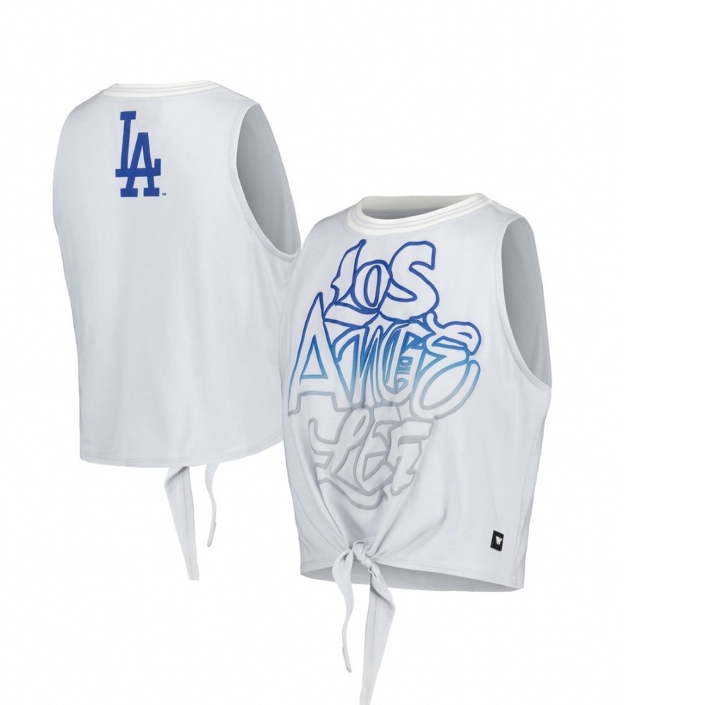 The Wild Collective Los‎ Angeles Dodgers Womens Twist Tie Front Tank Top XL Grey